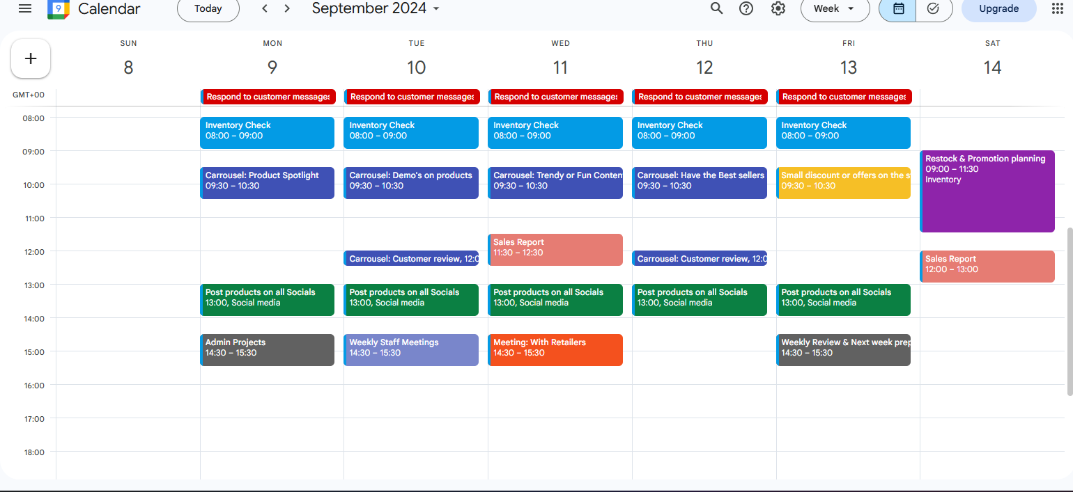 Brand content planning calendar